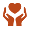 Icon illustration of two hands holding a heart
